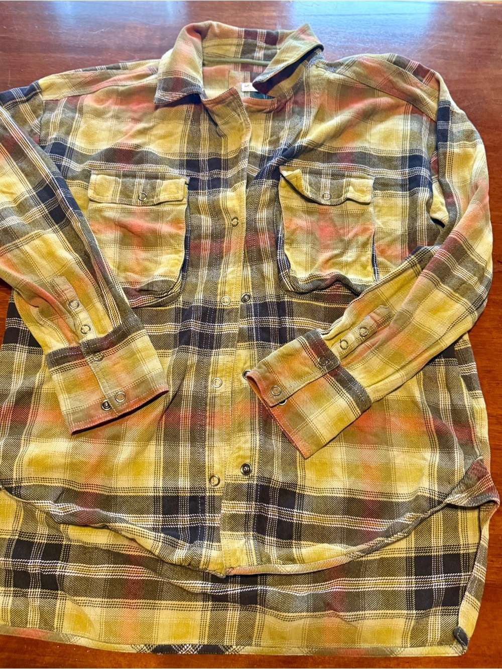 Free People Men's Yellow Plaid Button-Up Shirt
